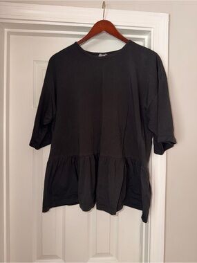 ASOS Oversized Black Women’s Peplum Short-Sleeve Top
